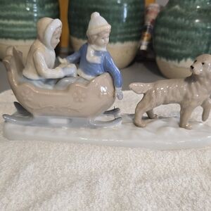 Paul Sebastian Collection Porcelain Pastel Sleigh Ride Xmas Vintage